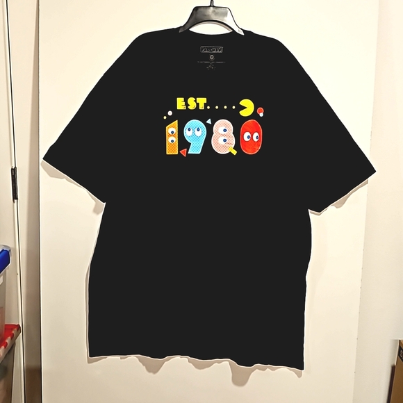 Pac-Man Other - PACMAN 'est...1980' black short sleeve graphic tee size 4XLT unisex gamer arcade